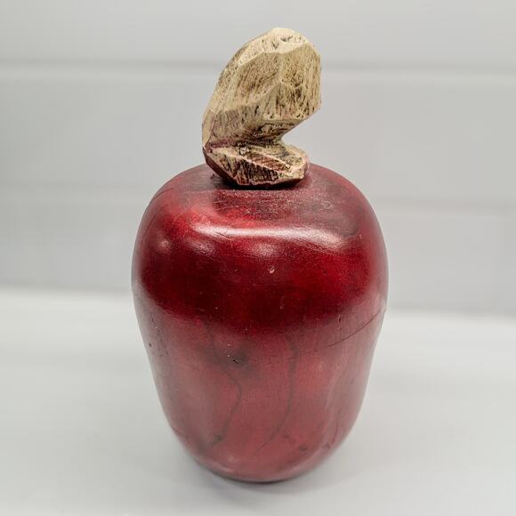 Wooden Red Delicious Apple Decor w/ Wood Stem, Rustic Farmhouse, Country - 8”H - Picture 3 of 6